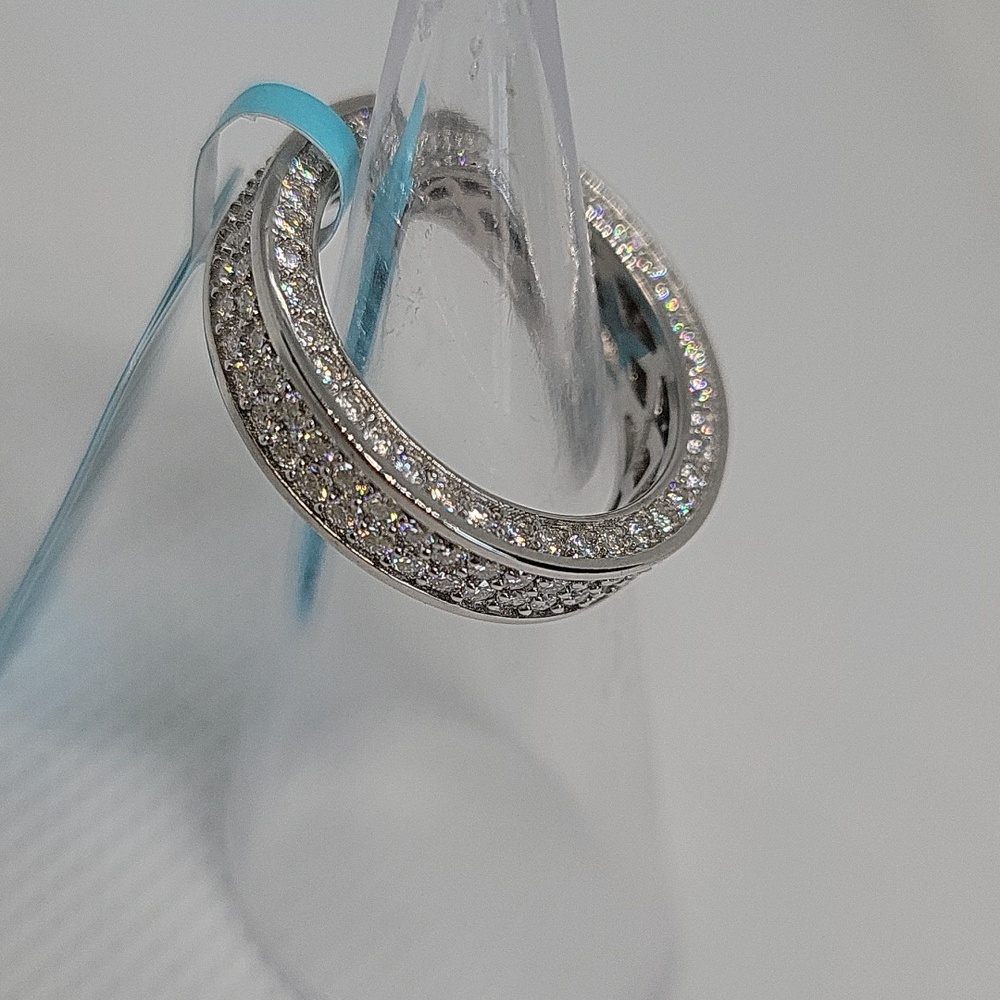 Dazzling Double Row Pave Eternity Band - Picture 5 of 6